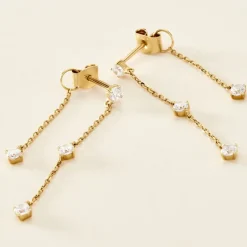 Bijoux D'oreilles Or Jaune Eclat D'etoile Oxyde De Zirconium-Histoire d'Or New