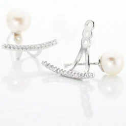 Bijoux D'oreilles Sylviane Argent Blanc Perle De Culture Et Oxyde-Histoire d'Or Discount