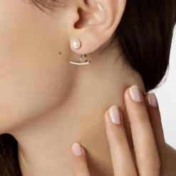 Bijoux D'oreilles Sylviane Argent Blanc Perle De Culture Et Oxyde-Histoire d'Or Discount