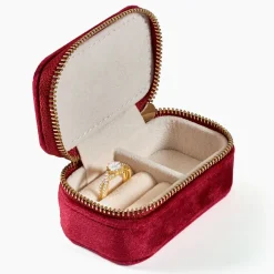 Boite à Bijou Tissu Rouge-Histoire d'Or Sale