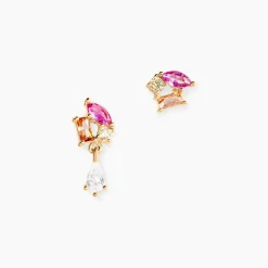 Histoire d'Or Boucle D'oreille Dépareillée Clematis Plaqué Or Jaune Spinelle Oxyde