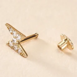 Histoire d'Or Boucle D'oreille Puce Unitaire Jusa Or Jaune Oxyde De Zirconium