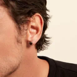 Boucle D'oreille Puce Unitaire Acier Blanc Maarten Oeilo De Tigre-Histoire d'Or Outlet