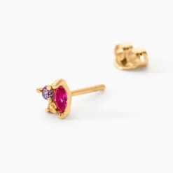 Histoire d'Or Boucle D'oreille Puce Unitaire Plaqué Or Jaune Juhana Oxydes