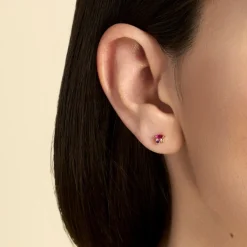 Histoire d'Or Boucle D'oreille Puce Unitaire Plaqué Or Jaune Juhana Oxydes