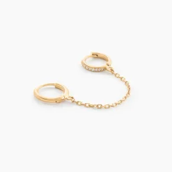 Boucle D'oreille Unitaire Plaqué Or Thed Oxydes De Zirconium-Histoire d'Or Online