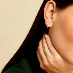 Histoire d'Or Boucle D'oreille Unitaire Minty Argent Blanc Oxyde De Zirconium