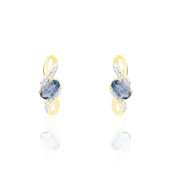 Histoire d'Or Boucles D'malia Oreilles Puces Malia Or Jaune Saphir Et Diamant