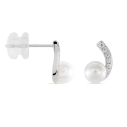 Boucles D'oreilles Angel Or Blanc Perle De Culture Oxyde Oxyde-Histoire d'Or Clearance