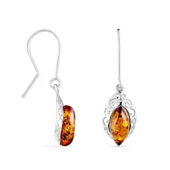 Boucles D'oreilles Argent Blanc Enya Ambre-Histoire d'Or