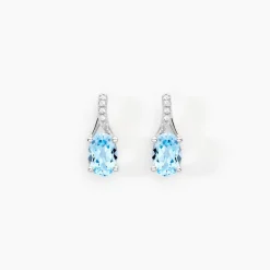 Histoire d'Or Boucles D'oreilles Audea Or Blanc Topaze Et Oxyde De Zirconium