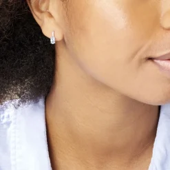 Histoire d'Or Boucles D'oreilles Audea Or Blanc Topaze Et Oxyde De Zirconium