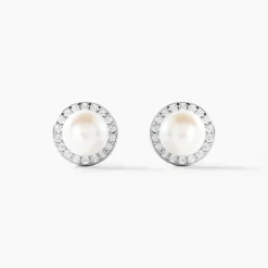 Boucles D'oreilles Clips Argent Blanc Valerio Perles Oxydes-Histoire d'Or Clearance
