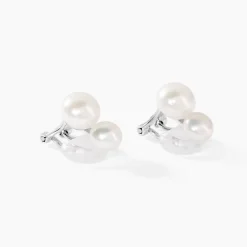 Boucles D'oreilles Clips Argent Blanc Viano Perles Oxydes-Histoire d'Or Clearance
