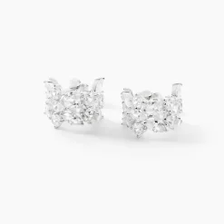 Boucles D'Oreilles Créoles Glow Up Argent Blanc Oxyde De Zirconium-Histoire d'Or