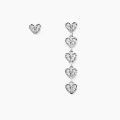 Boucles D'oreilles Dépareillées Declaration Argent Blanc Oxyde-Histoire d'Or Best