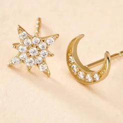 Boucles D'oreilles Dépareillées Munroe Or Jaune Oxyde De Zirconium-Histoire d'Or