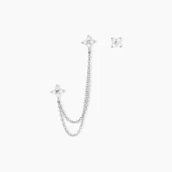 Histoire d'Or Boucles D'oreilles Dépareillées June Argent Blanc Oxyde De Zirconium