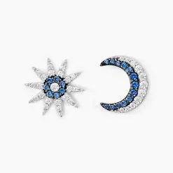 Histoire d'Or Boucles D'oreilles Dépareillées Bekhta Or Blanc Oxyde De Zirconium