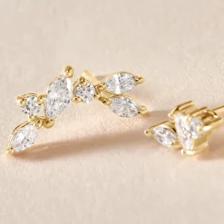 Boucles D'oreilles Dépareillées Jardins D'hiver Plaqué Or Oxyde-Histoire d'Or Clearance