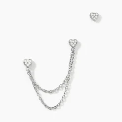 Histoire d'Or Boucles D'oreilles Dépareillées June Argent Blanc Oxyde De Zirconium