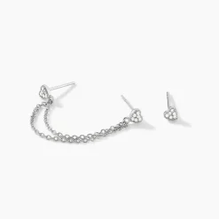 Histoire d'Or Boucles D'oreilles Dépareillées June Argent Blanc Oxyde De Zirconium