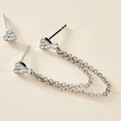 Histoire d'Or Boucles D'oreilles Dépareillées June Argent Blanc Oxyde De Zirconium