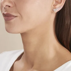 Boucles D'oreilles Grimpantes Sakira Argent Blanc Oxyde De Zirconium-Histoire d'Or Clearance