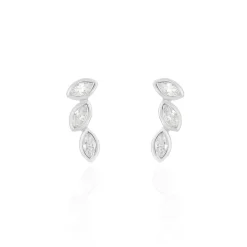 Boucles D'oreilles Grimpantes Elohane Argent Blanc Oxyde De Zirconium-Histoire d'Or Online