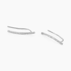 Histoire d'Or Boucles D'oreilles Grimpantes Fadoua Or Blanc Diamants