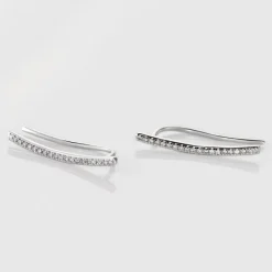 Histoire d'Or Boucles D'oreilles Grimpantes Fadoua Or Blanc Diamants