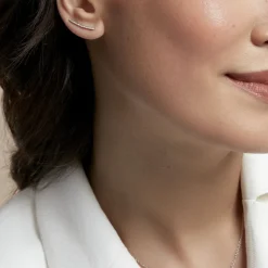 Histoire d'Or Boucles D'oreilles Grimpantes Fadoua Or Blanc Diamants