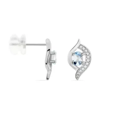 Boucles D'oreilles Lydia Or Blanc Topaze Oxyde-Histoire d'Or New
