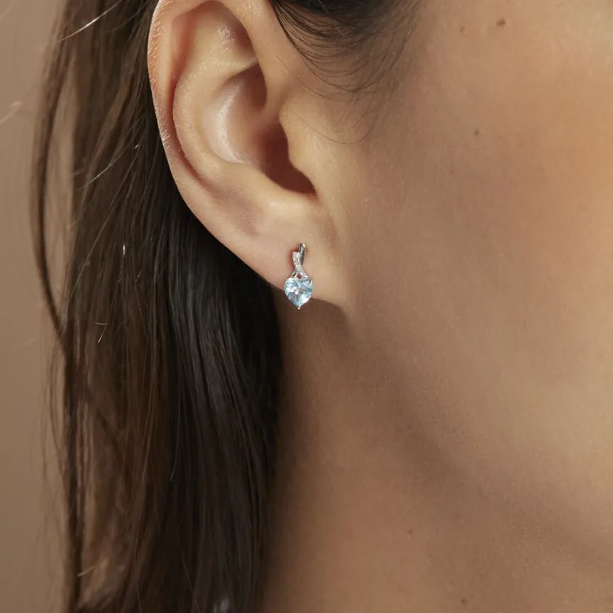 Boucles D'oreilles Or Blanc Clothilde Topazes Oxydes-Histoire d'Or Clearance