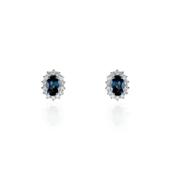 Histoire d'Or Boucles D'oreilles Or Blanc Quintilla Topazes London Blue Et Oxydes