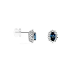 Histoire d'Or Boucles D'oreilles Or Blanc Quintilla Topazes London Blue Et Oxydes