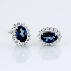 Histoire d'Or Boucles D'oreilles Or Blanc Quintilla Topazes London Blue Et Oxydes