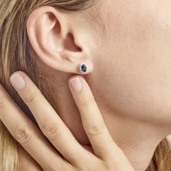 Histoire d'Or Boucles D'oreilles Or Blanc Quintilla Topazes London Blue Et Oxydes