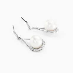 Boucles D'oreilles Patricia Or Blanc Perle De Culture Oxyde-Histoire d'Or Best
