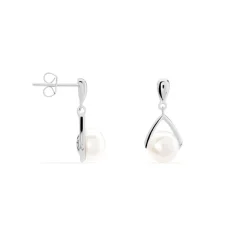 Boucles D'oreilles Pendantes Adelina Argent Blanc Perle De Culture-Histoire d'Or Discount