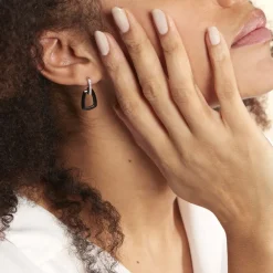 Histoire d'Or Boucles D'oreilles Pendantes Ezra Argent Blanc Céramique Et Oxyde