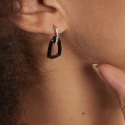 Histoire d'Or Boucles D'oreilles Pendantes Ezra Argent Blanc Céramique Et Oxyde