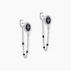 Histoire d'Or Boucles D'oreilles Pendantes Polka Argent Blanc