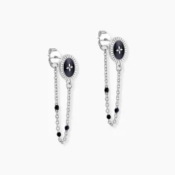 Histoire d'Or Boucles D'oreilles Pendantes Polka Argent Blanc