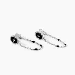 Histoire d'Or Boucles D'oreilles Pendantes Polka Argent Blanc