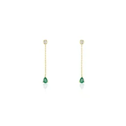 Histoire d'Or Boucles D'oreilles Pendantes Gracilia Or Jaune Emeraude Diamant