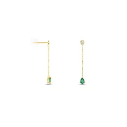 Histoire d'Or Boucles D'oreilles Pendantes Gracilia Or Jaune Emeraude Diamant
