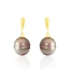 Histoire d'Or Boucles D'oreilles Pendantes Semi-baroque Or Jaune Perle De Tahiti