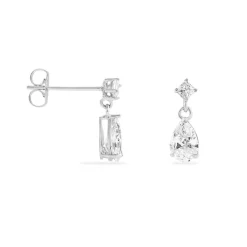 Boucles D'oreilles Pendantes Jordaine Or Blanc Oxydes-Histoire d'Or Online
