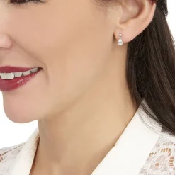 Boucles D'oreilles Pendantes Jordaine Or Blanc Oxydes-Histoire d'Or Online